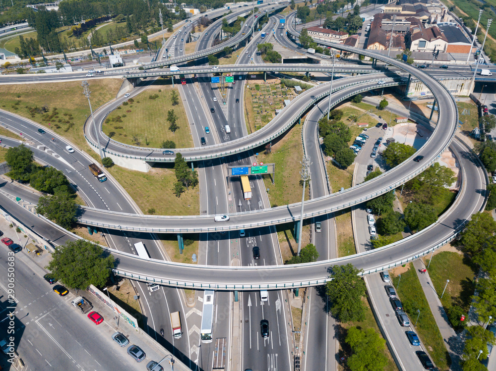 Image of cityscape of car interchange of Barcelona