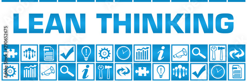 Lean Thinking Blue White Box Grid Business Symbols 