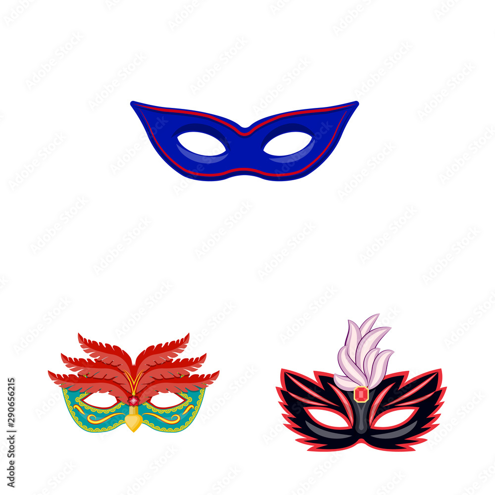 Vector design of carnival and theatrical symbol. Set of carnival and mystery stock symbol for web.