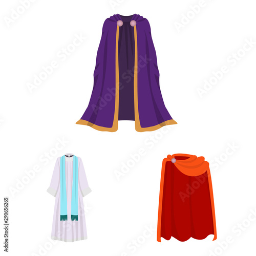 Isolated object of cloak and clothes logo. Collection of cloak and garment vector icon for stock.