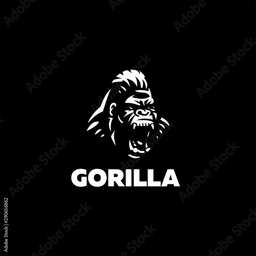 Head of an angry gorilla.