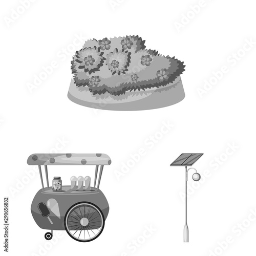 Isolated object of park and city sign. Set of park and street stock vector illustration.