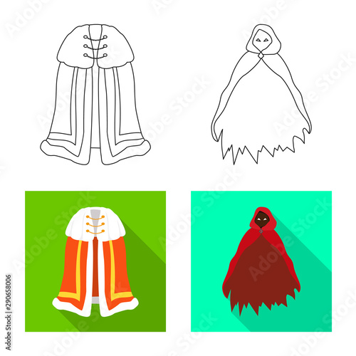 Vector illustration of material and clothing symbol. Collection of material and garment vector icon for stock.