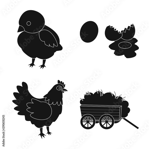 Vector design of harvest and farming symbol. Set of harvest and poultry vector icon for stock.