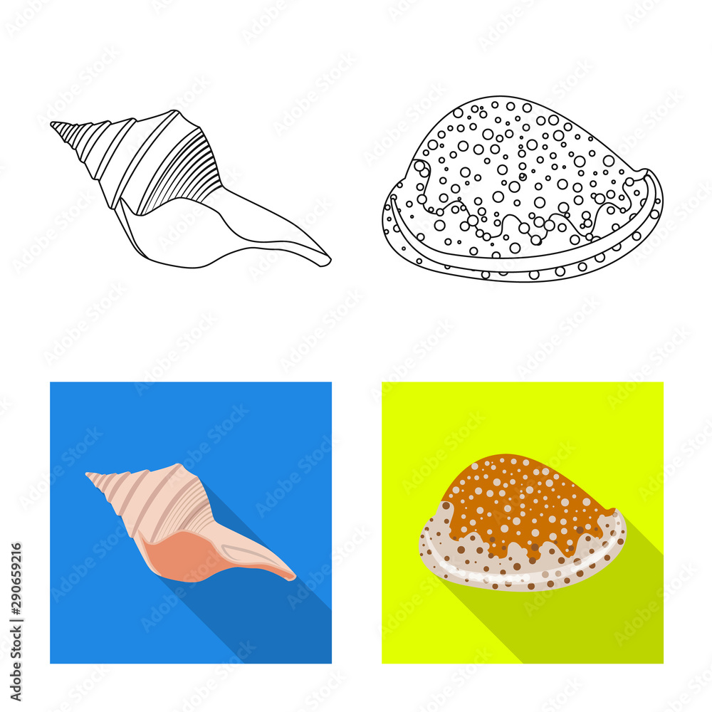 Isolated object of animal and decoration icon. Collection of animal and ocean stock vector illustration.