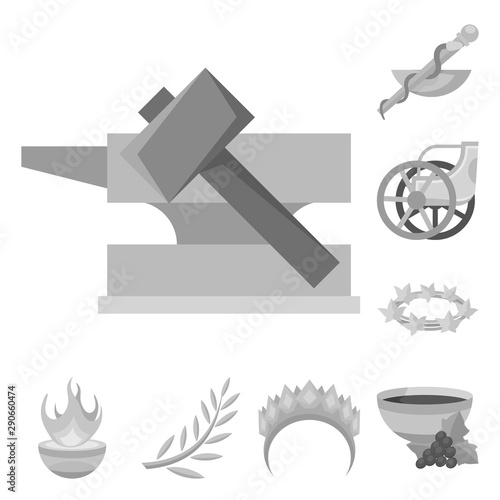 Vector design of ancient and culture icon. Set of ancient and antique stock vector illustration.