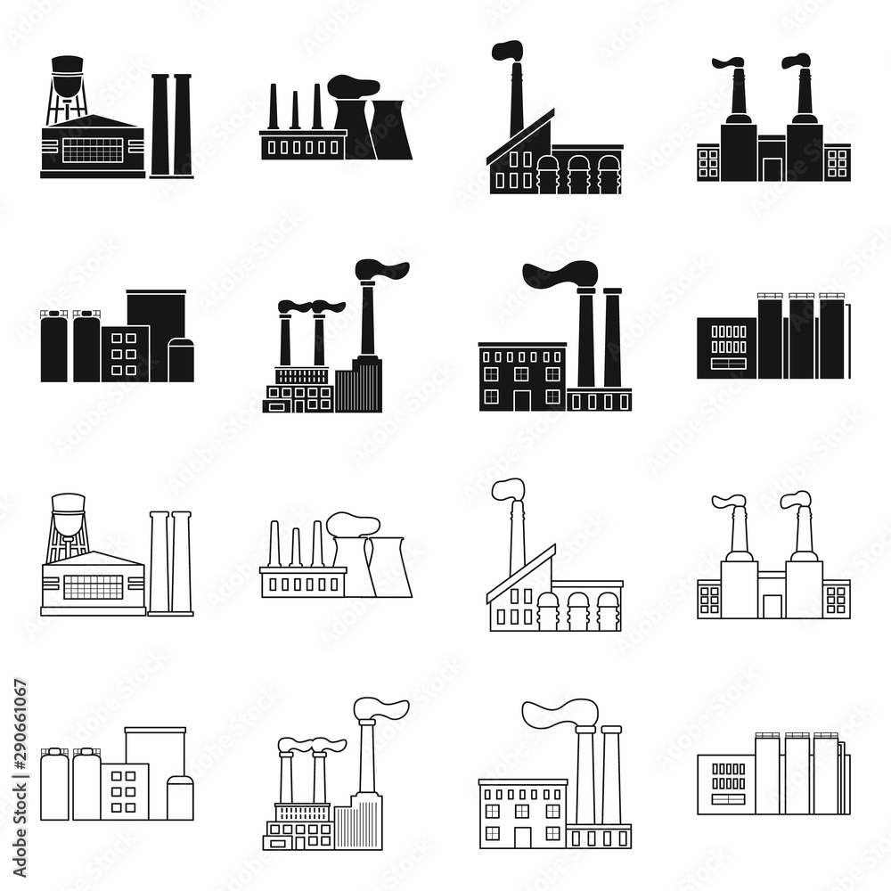 Vector illustration of industry and plant icon. Collection of industry and technology stock symbol for web.