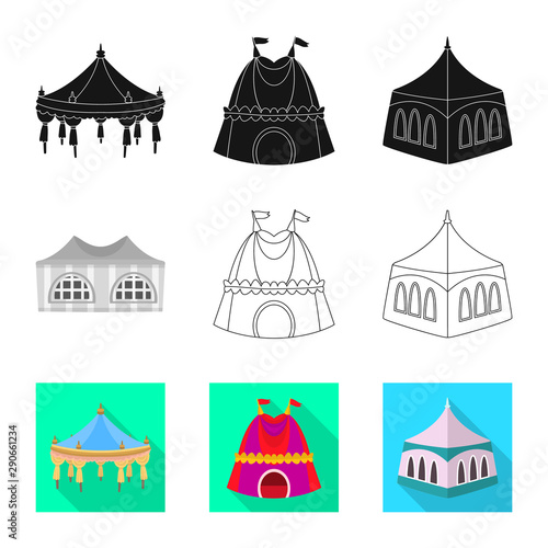 Vector design of roof and folding sign. Collection of roof and architecture stock vector illustration.