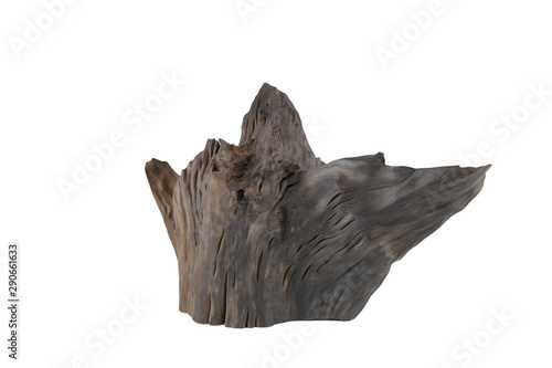Carved sculpture of bog oak on a white background. © combo1982