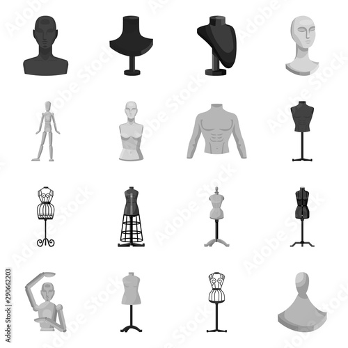Vector design of mannequin and fashion icon. Collection of mannequin and manikin stock symbol for web.