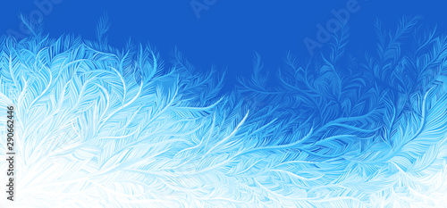 Winter blue curly ice frost christmas background. Vector illustration