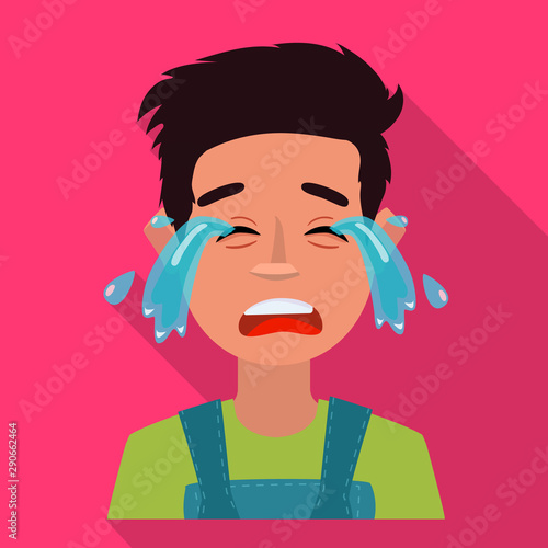 Vector design of guy and cry sign. Set of guy and tears stock vector illustration.
