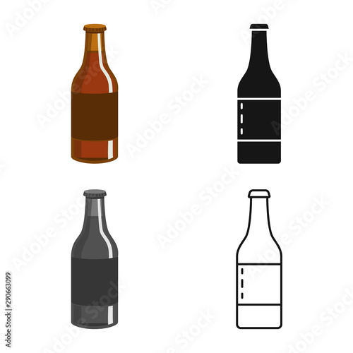 Vector design of bottle and glass logo. Set of bottle and cold vector icon for stock.
