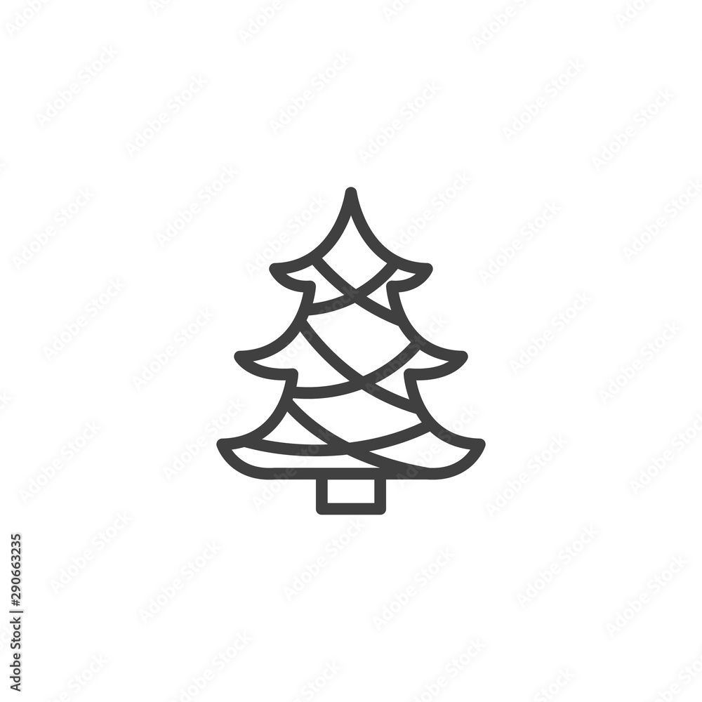 Christmas tree with garland line icon. linear style sign for mobile concept and web design. xmas tree decoration outline vector icon. Symbol, logo illustration. Vector graphics Christmas tree with garland line icon. linear style sign for mobile concept and web design. xmas tree decoration outline vector icon. Symbol, logo illustration. Vector graphics