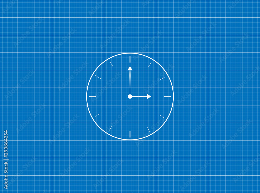 Blueprint to Clock symbol illustration