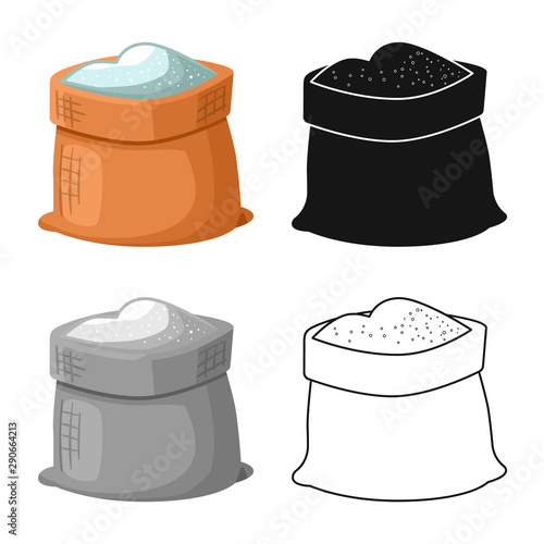 Vector design of bag and sugar logo. Set of bag and sack stock vector illustration.