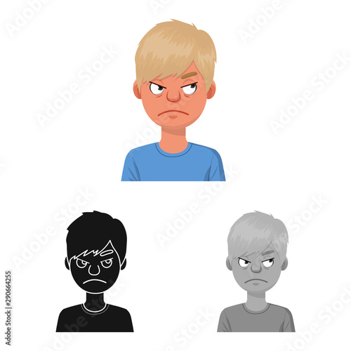 Vector design of guy and emotion icon. Set of guy and features stock symbol for web.