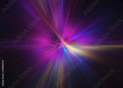 Light explosion star with glowing particles and lines. Beautiful abstract rays background.