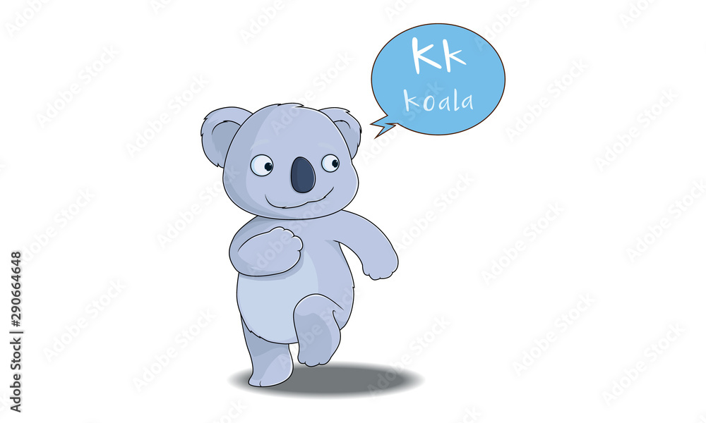 koala cartoon with K alphabet koala cartoon with K alphabet