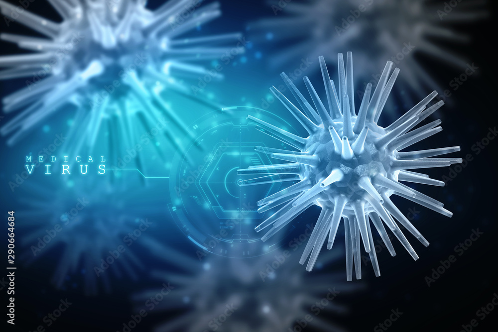 Fototapeta premium 3d rendering Virus bacteria cells background