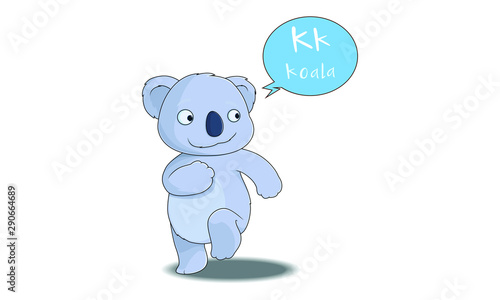 koala cartoon with K alphabet.eps