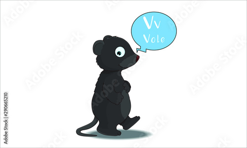 vole cartoon with V alphabet.