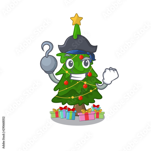Pirate christmas tree cartoon shape a character