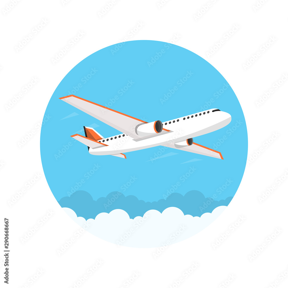 Airplane in a circle. Vector illustration.