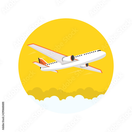 Airplane in a circle. Vector illustration.