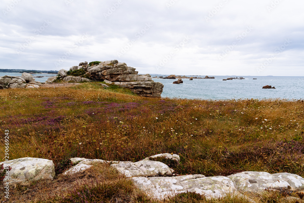 Scenic view of seascape against sky in Brittany