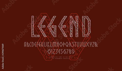 Decorative hollow sans serif font in the style of handmade graphics