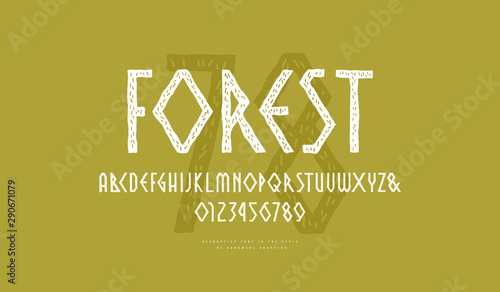 Decorative sans serif font in the style of handmade graphics