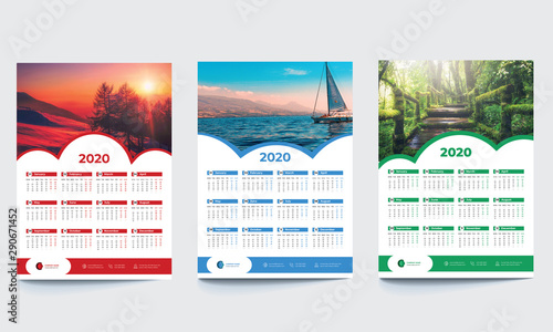 Modern 2020 Calendar Template one page design