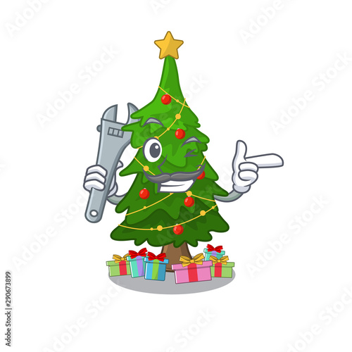 Mechanic christmas tree toy shaped a character
