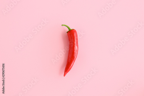 Fototapet Red chili pepper on color background