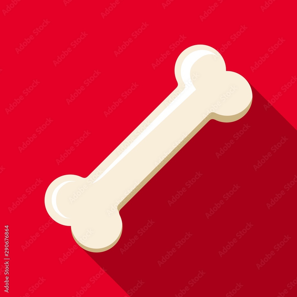 Dog bone icon with long shadow on red background. Dog food sign. Vector Illustration Dog bone icon with long shadow on red background. Dog food sign. Vector Illustration