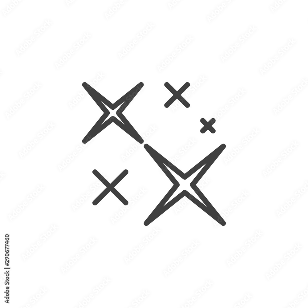 Stars twinkle line icon. linear style sign for mobile concept and web design. Sparkle star, flare outline vector icon. Symbol, logo illustration. Vector graphics Stars twinkle line icon. linear style sign for mobile concept and web design. Sparkle star, flare outline vector icon. Symbol, logo illustration. Vector graphics