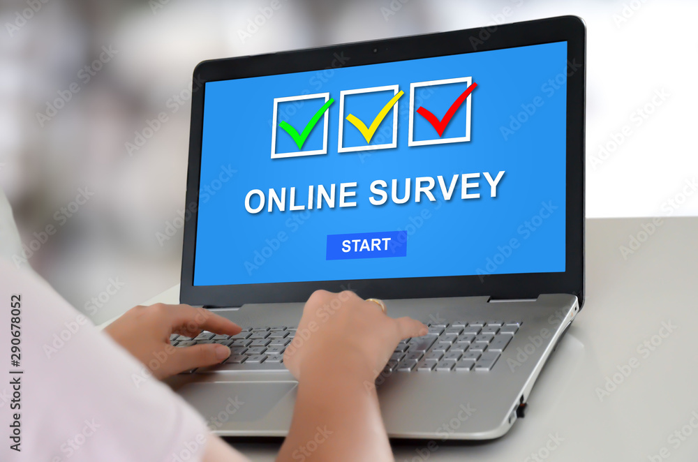 Online survey concept on a laptop Online survey concept on a laptop
