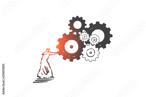 Business problem solving concept sketch. Hand drawn isolated vector photo