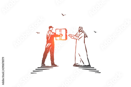 Express delivery service concept sketch. Hand drawn isolated vector