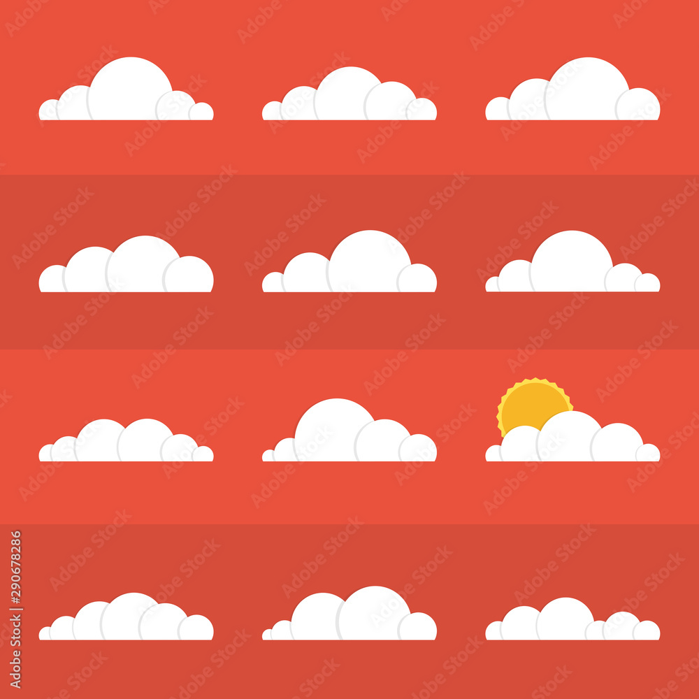 Collection of stylized cloud silhouettes. Set of cloud icons. Vector illustration. Collection of stylized cloud silhouettes. Set of cloud icons. Vector illustration.