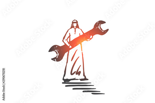 Technical support service concept sketch. Hand drawn isolated vector