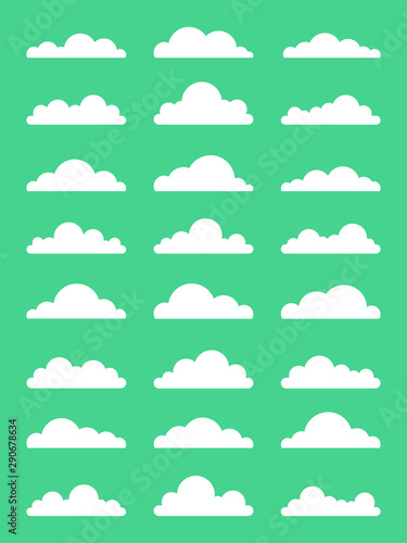Collection of stylized cloud silhouettes. Set of cloud icons. Vector illustration.