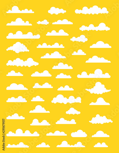 Collection of stylized cloud silhouettes. Set of cloud icons. Vector illustration.