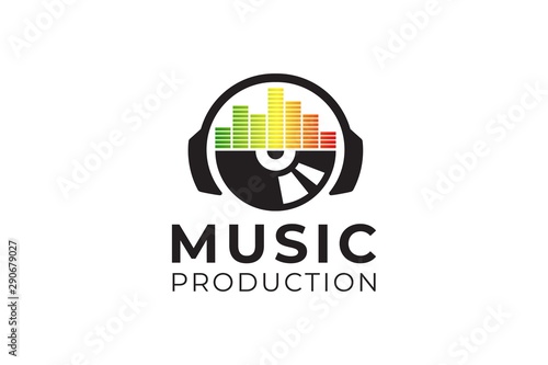 Headphone DJ, Music Studio Recording, Soundwave Logo Design Inspiration