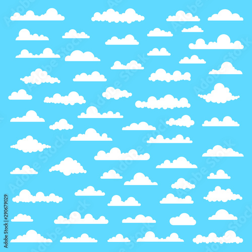 Collection of stylized cloud silhouettes. Set of cloud icons. Vector illustration.