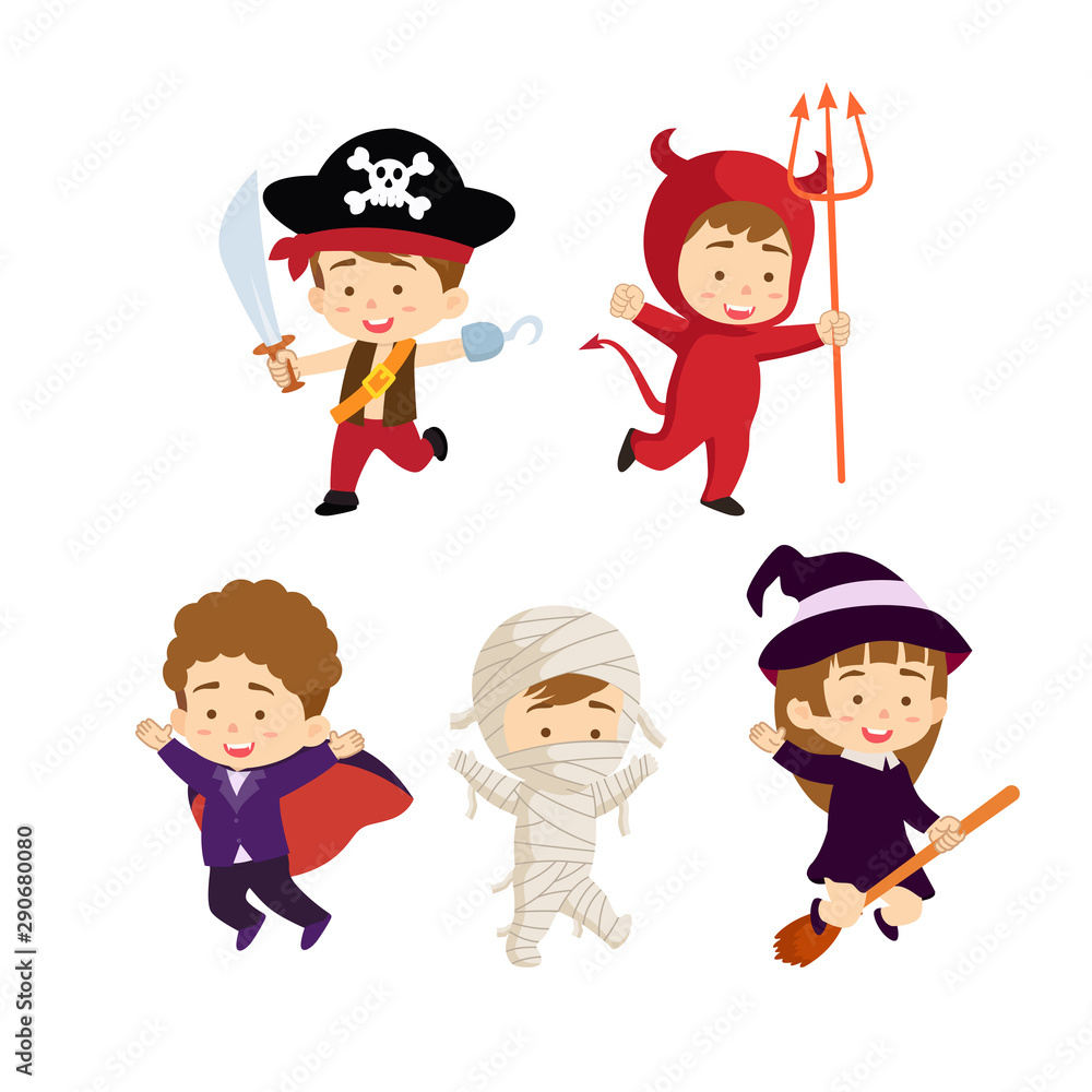 Halloween kids character collection, vector people illustration Halloween kids character collection, vector people illustration