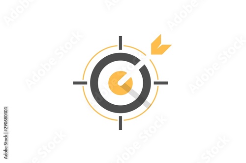 Target logo design. Dartboard and dart vector design. Target goal and arrow logotype design inspiration