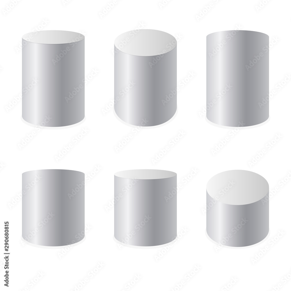 White realistic cylinders set, empty stand round podium isolated. Vector illustration. White realistic cylinders set, empty stand round podium isolated. Vector illustration.