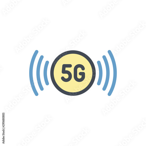 5G internet connection color line icon. 5G network vector outline colorful sign.
